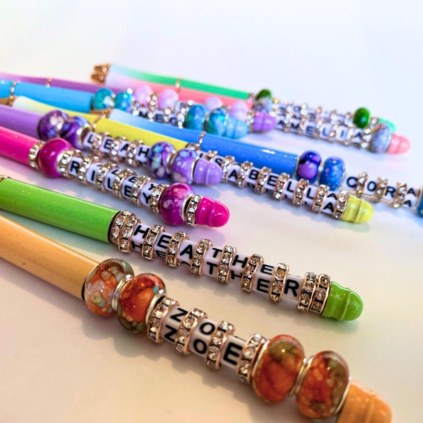 Custom Beaded Pen Personalized With Name Gifted Initial Lettering Beadable Pen Custom Rhinestone Name Gifts-For Co-Workers-Teachers-Girls