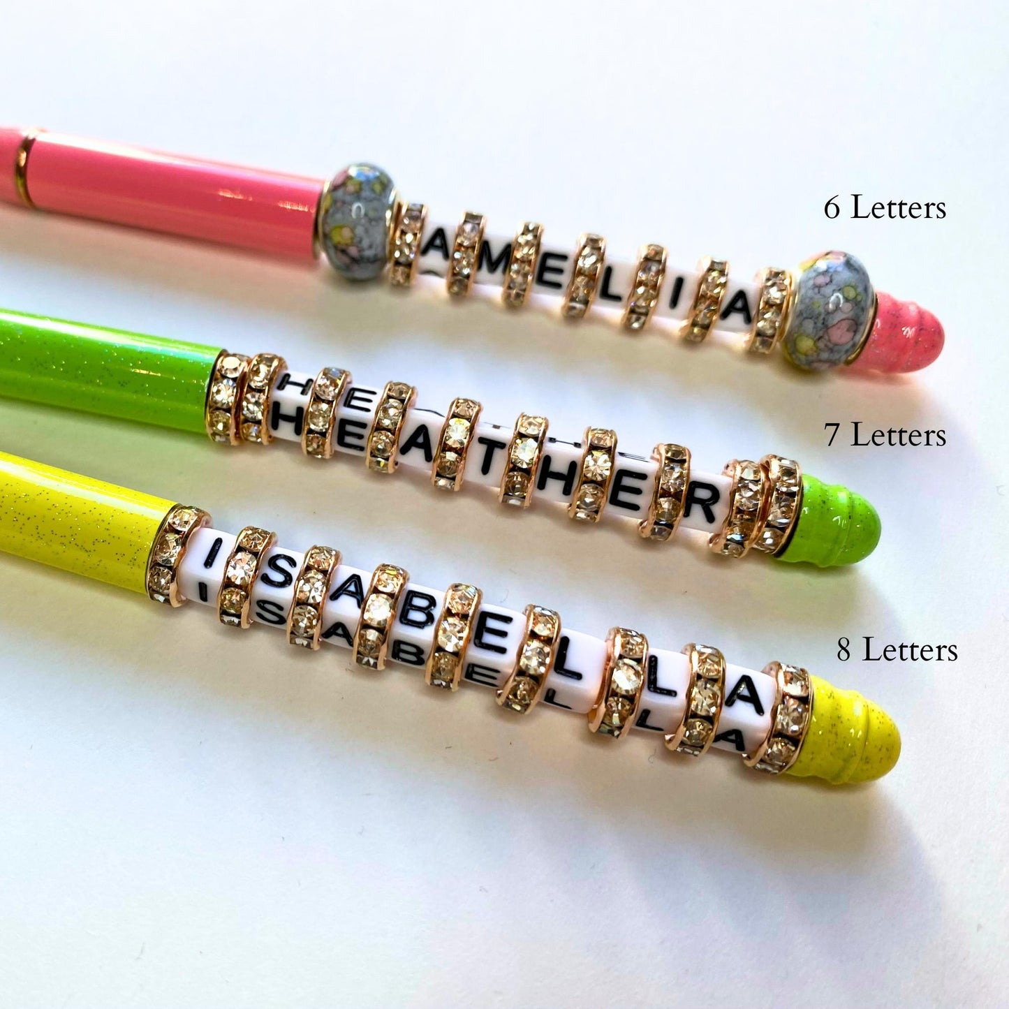 Custom Beaded Pen Personalized With Name Gifted Initial Lettering Beadable Pen Custom Rhinestone Name Gifts-For Co-Workers-Teachers-Girls