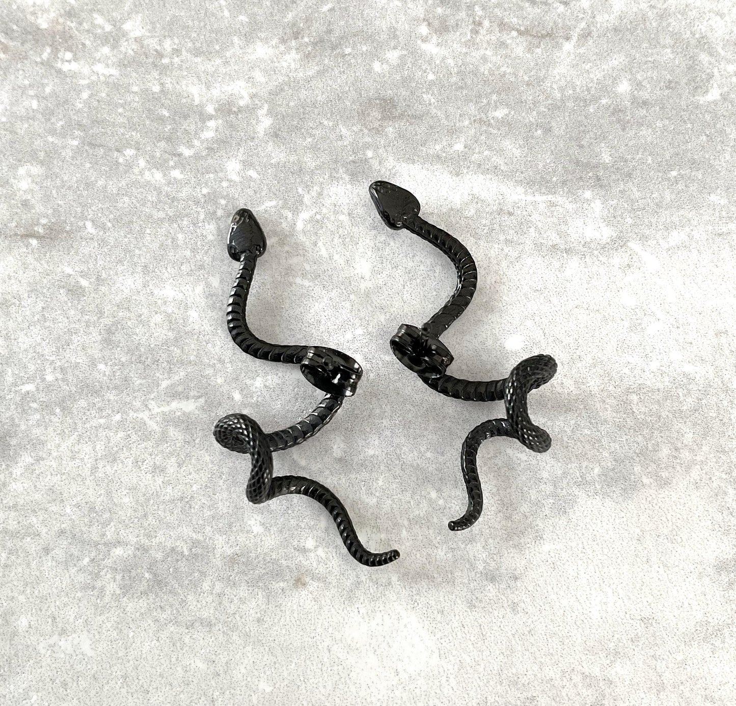 Snake earrings, Snake studs, ear caller, crawling snake earrings, serpent earrings, snake jewelry, gothic earrings, goth earrings