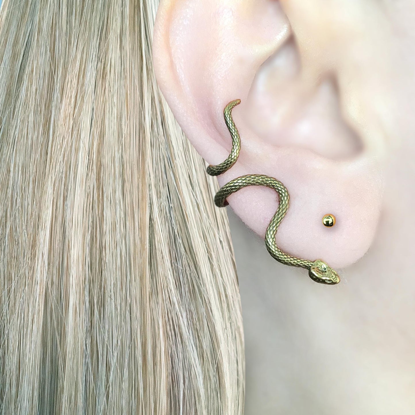 Snake earrings, Snake studs, ear caller, crawling snake earrings, serpent earrings, snake jewelry, gothic earrings, goth earrings