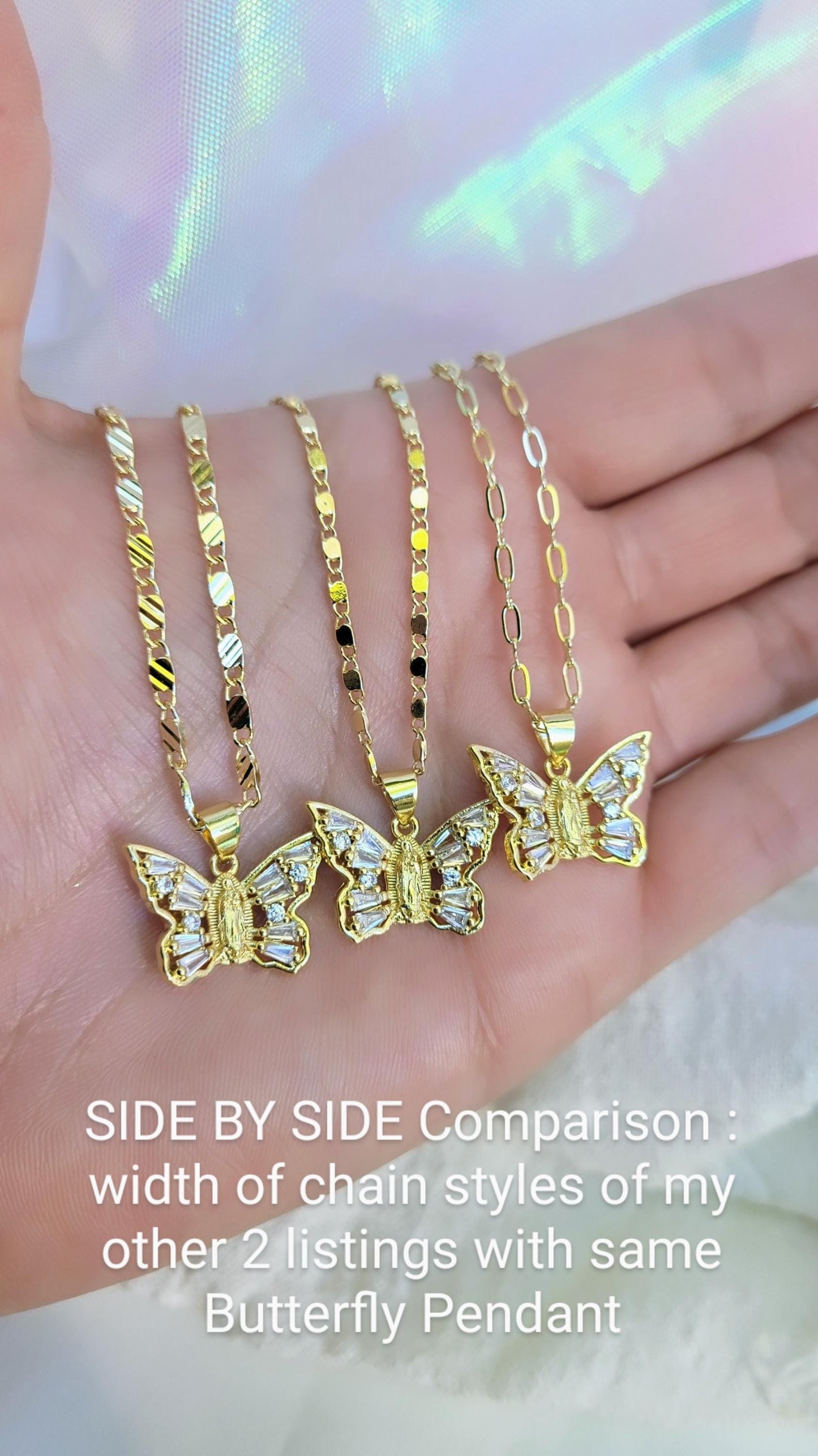 Butterfly Necklace, Virgencita Necklace, oro Laminado,  gold filled jewelry,  women's jewelry, Virgen Mary, gift for her, regalo para mujer