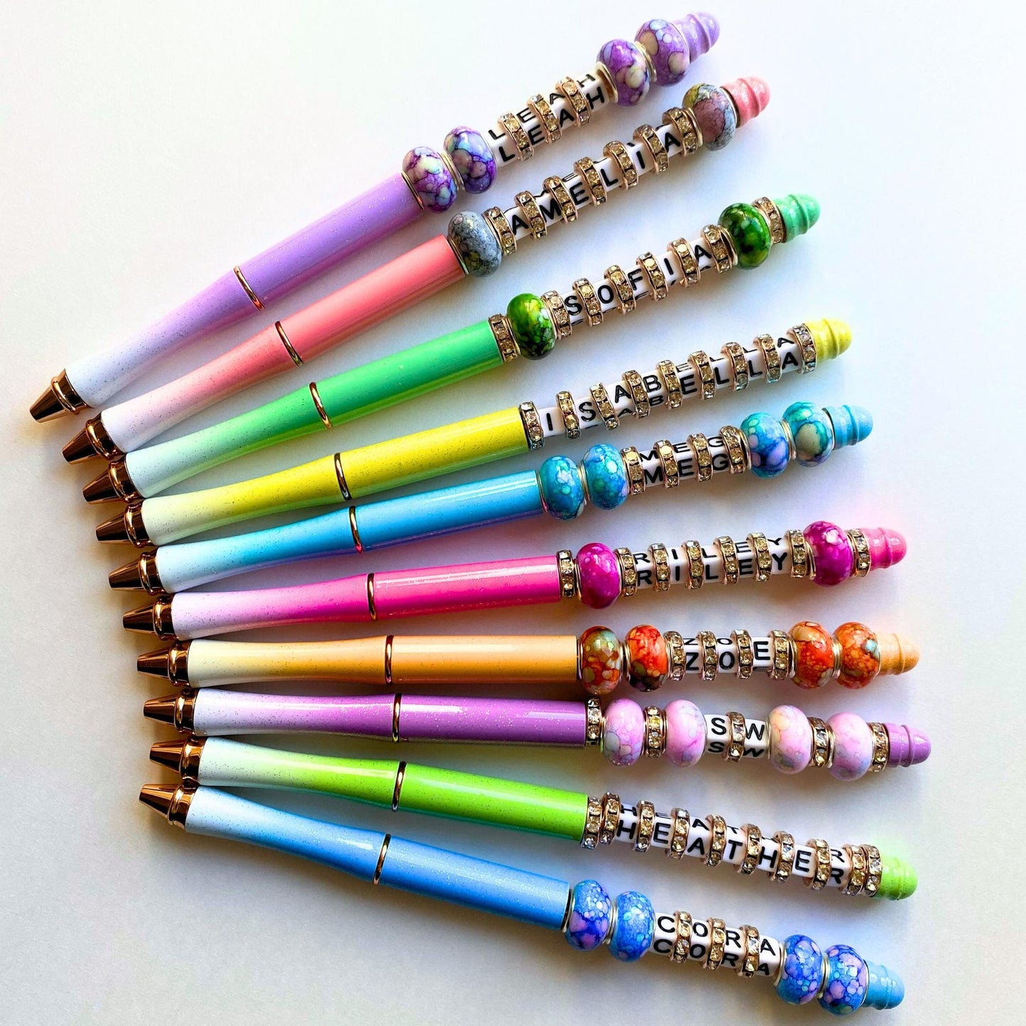 Custom Beaded Pen Personalized With Name Gifted Initial Lettering Beadable Pen Custom Rhinestone Name Gifts-For Co-Workers-Teachers-Girls