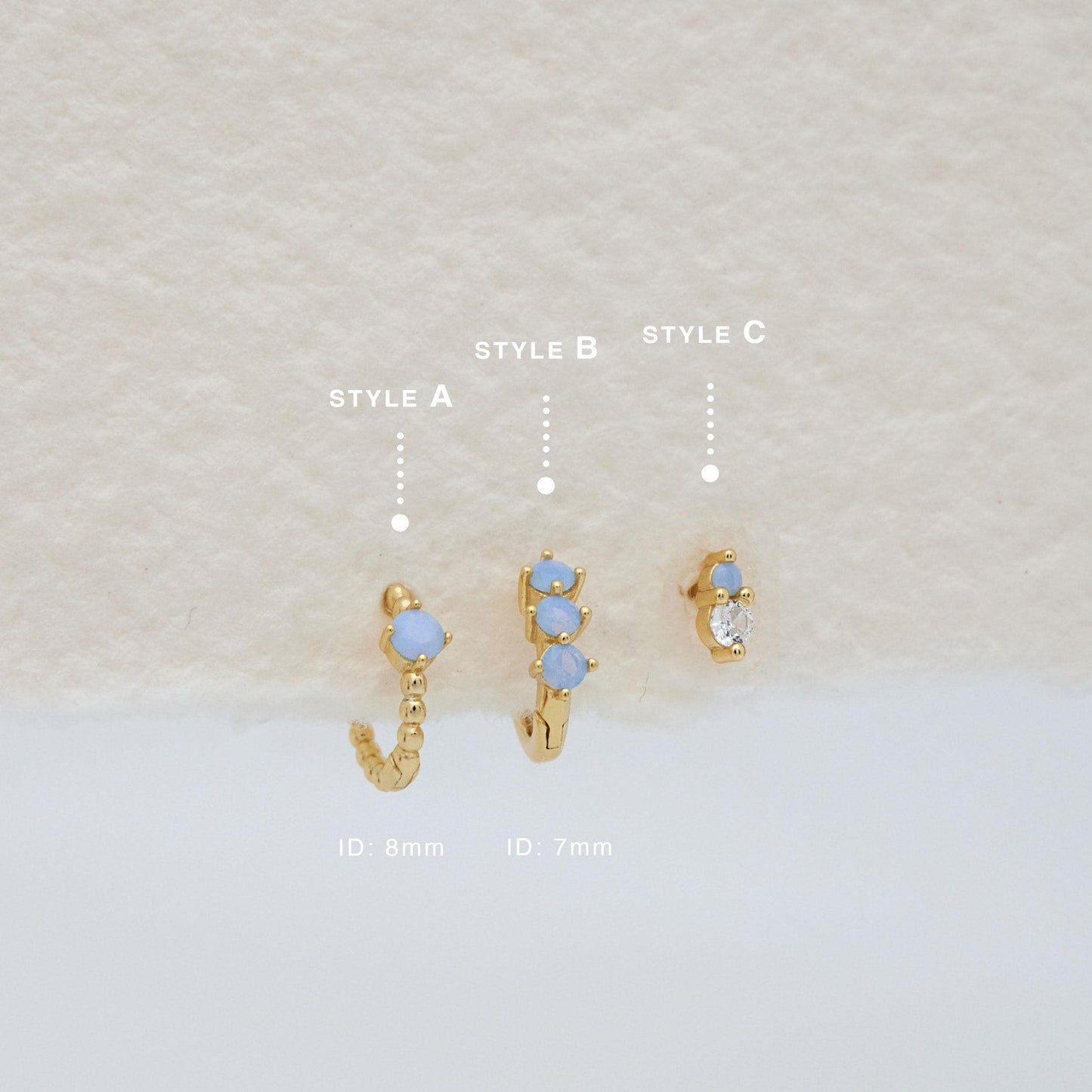 SET ITEM - Blue Stone Huggie Hoop Set • Dainty Hoop Earrings • Minimalist earrings - Sterling silver earring • earring set • gift set