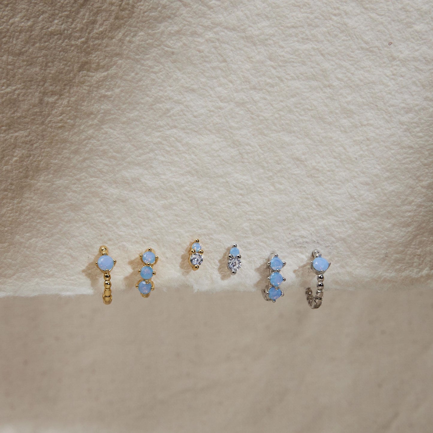 SET ITEM - Blue Stone Huggie Hoop Set • Dainty Hoop Earrings • Minimalist earrings - Sterling silver earring • earring set • gift set