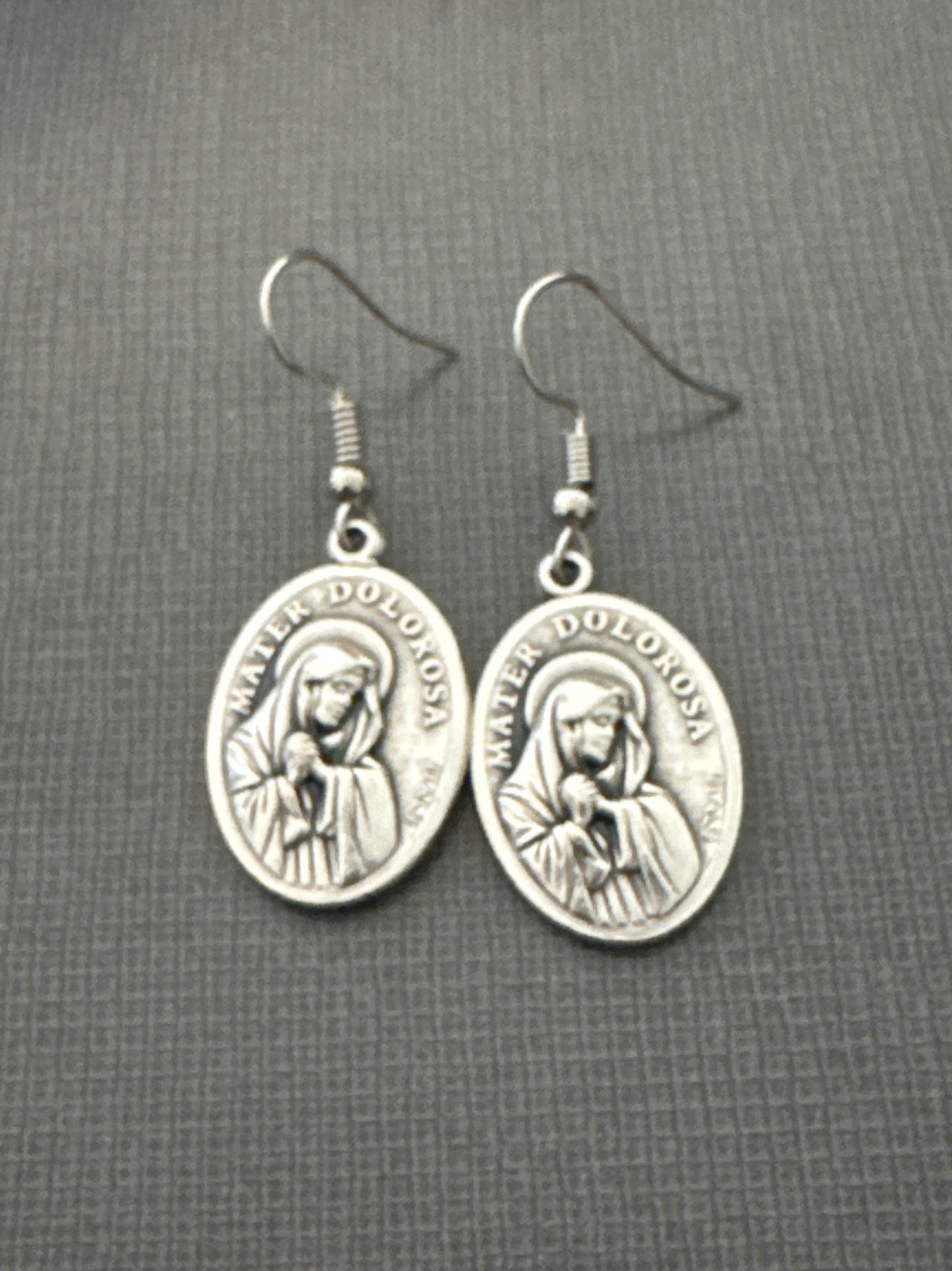 Our Lady Of Sorrows Medal 1 Inch Earrings