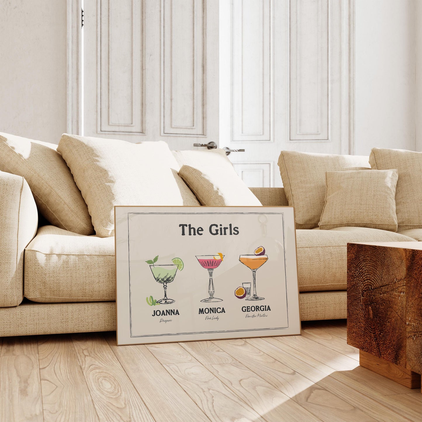 Custom Roommate Drink Print, Roommates as Drinks, Trendy College Apartment Dorm Art, Bar Cart Decor, Cocktail Poster, Personalized Wall Art
