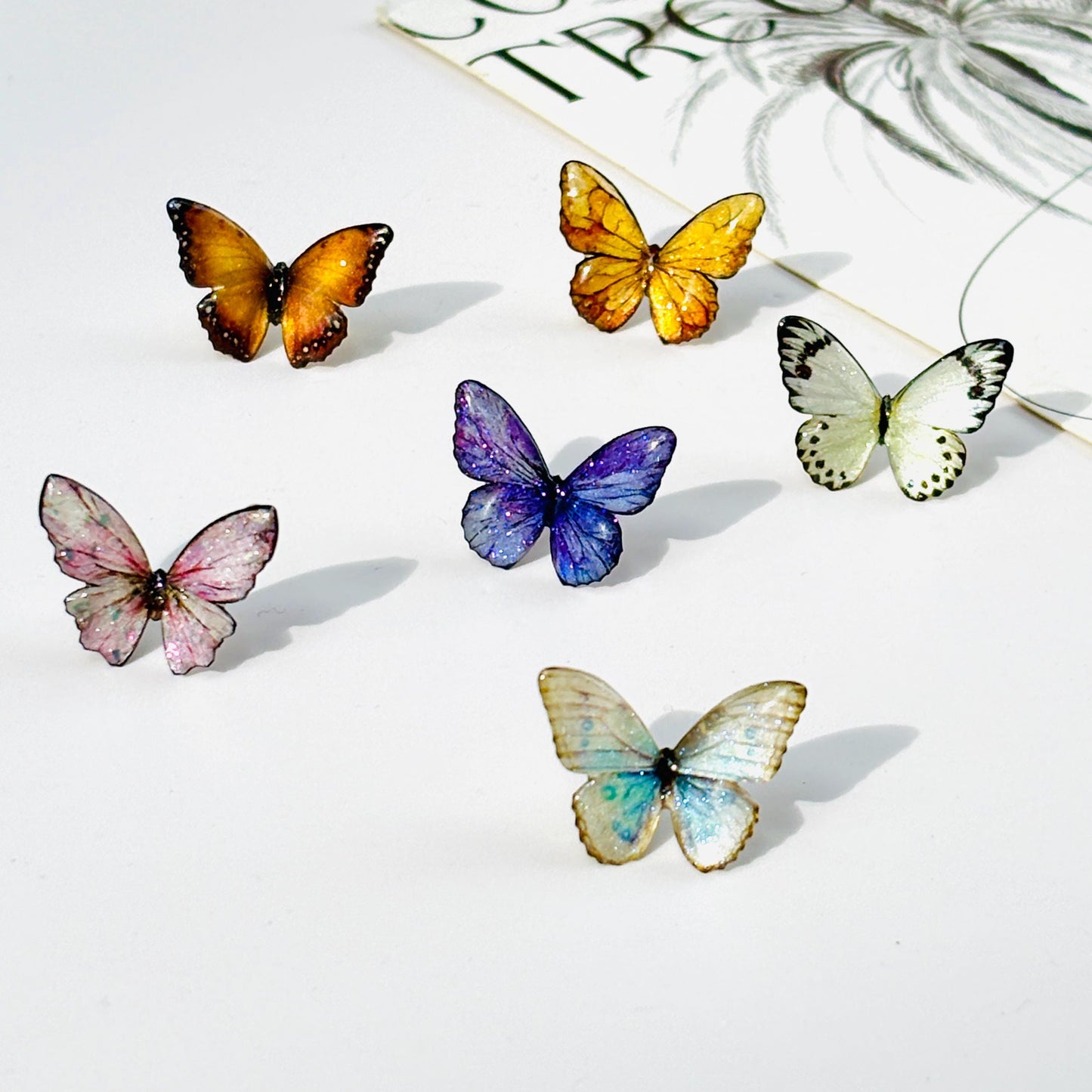 Butterfly Stud Earrings,  Dainty Resin Earrings, Fairy Insect Jewelry, Birthday Gift for her