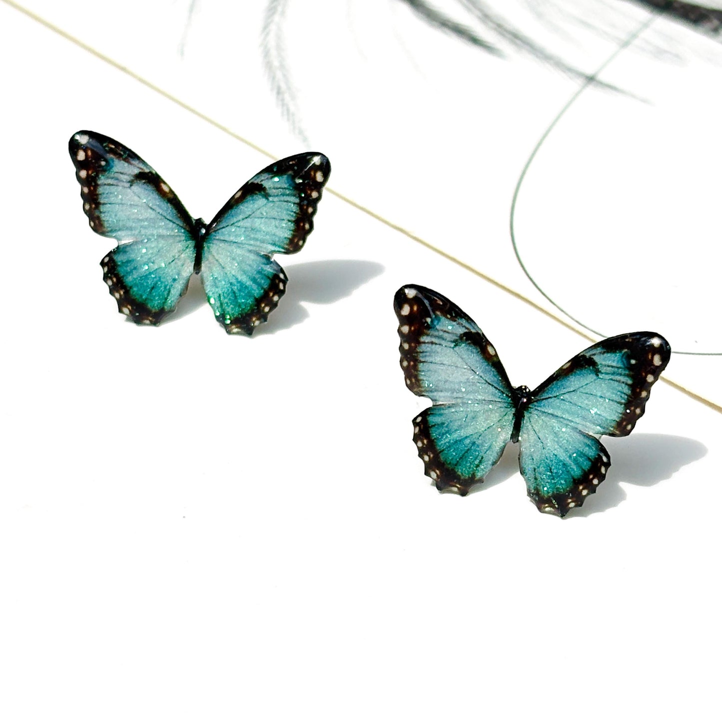 Butterfly Stud Earrings,  Dainty Resin Earrings, Fairy Insect Jewelry, Birthday Gift for her