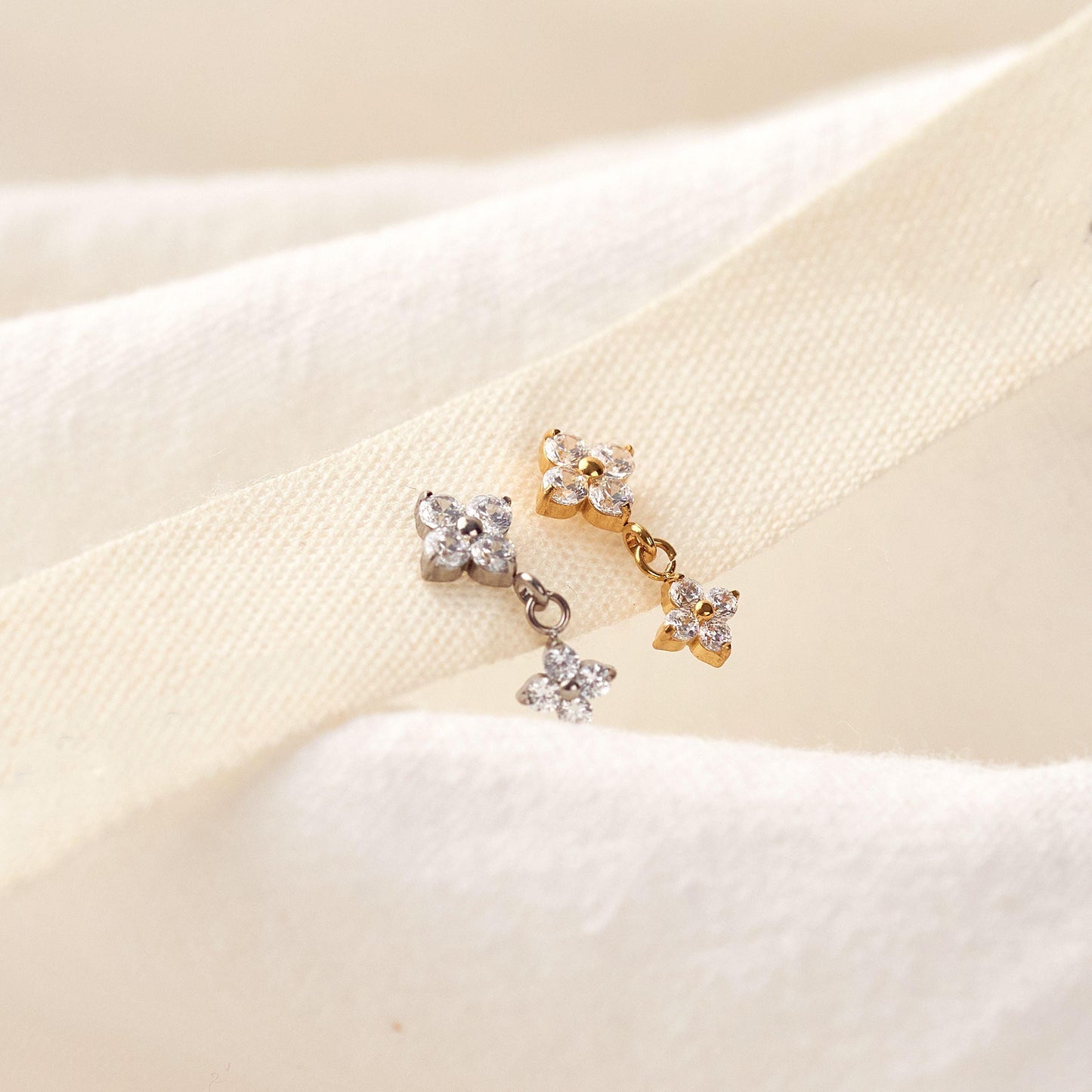 18G/16G Titanium Dangle Stud Earring • Tragus Earring • Helix • Cartilage • Internally threaded • Flat Back Earring• Gift for Her