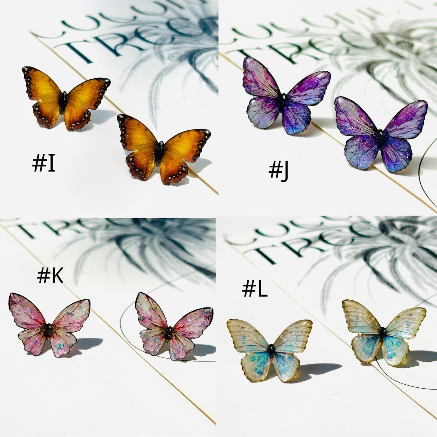 Butterfly Stud Earrings,  Dainty Resin Earrings, Fairy Insect Jewelry, Birthday Gift for her