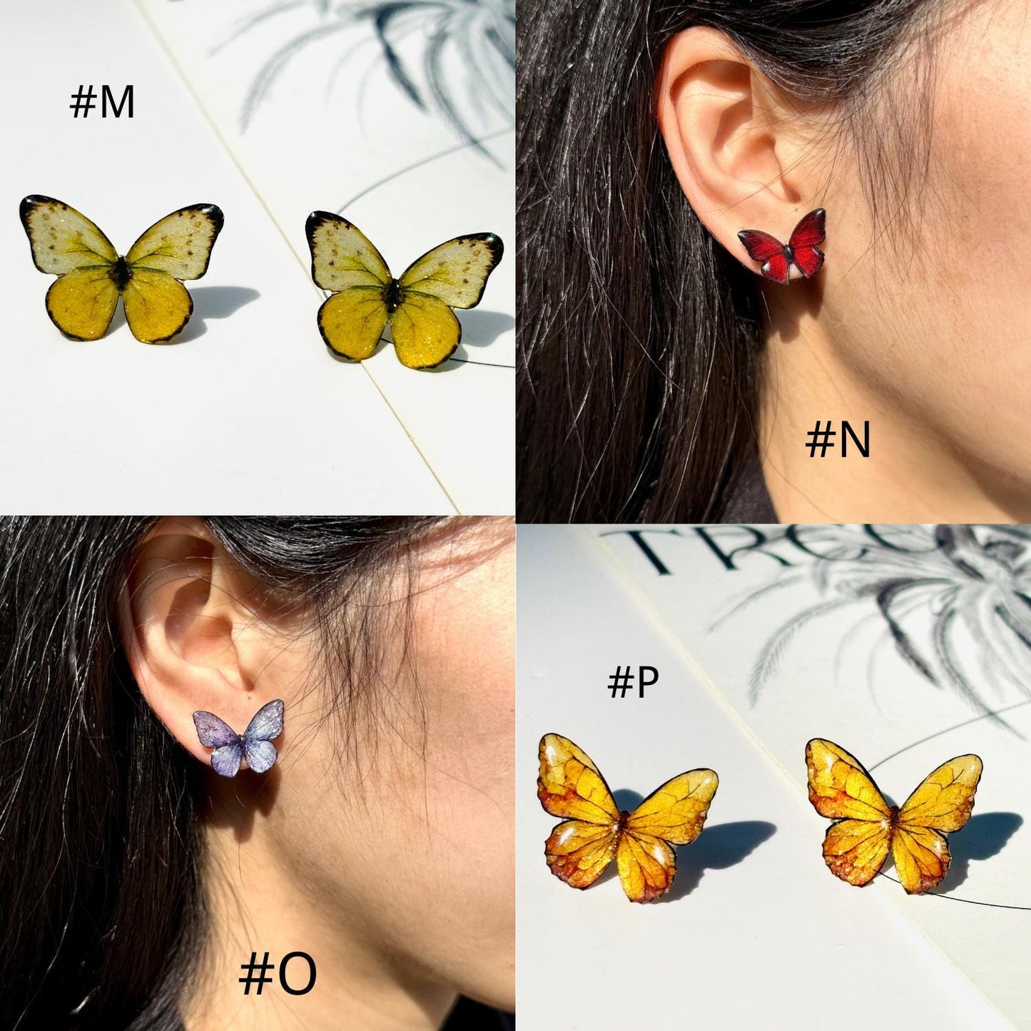 Butterfly Stud Earrings,  Dainty Resin Earrings, Fairy Insect Jewelry, Birthday Gift for her