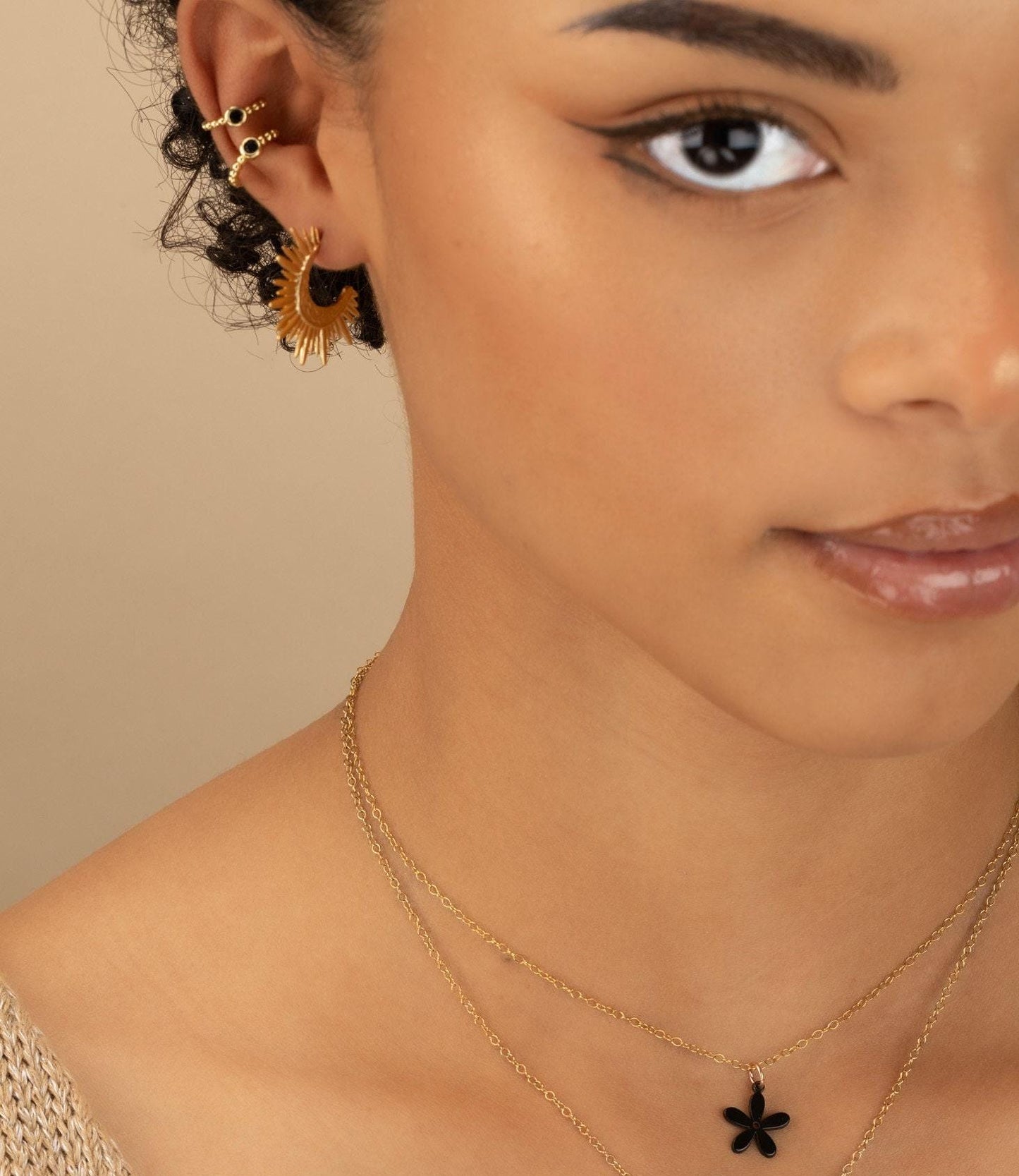GOLD SUN EARRINGS • delicate dangle earrings • sol starburst • silver gold hoops • anniversary birthday gift • nickel free jewelry • EAHL1AU