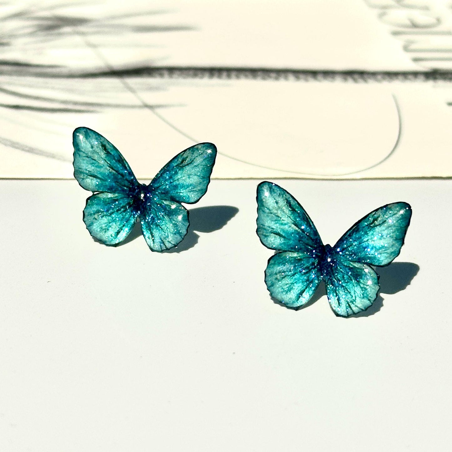 Butterfly Stud Earrings,  Dainty Resin Earrings, Fairy Insect Jewelry, Birthday Gift for her