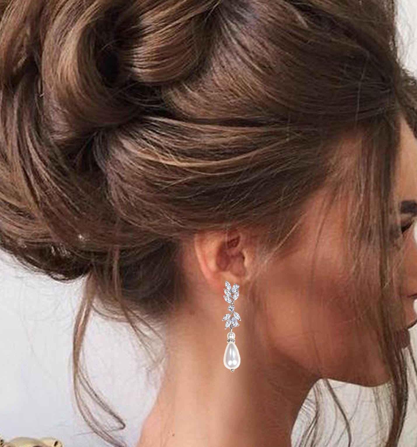 Pearl Bridal Necklace set Pearl Wedding Jewelry Rose Gold Pearl Necklace Pearl Bridal Necklace set Pearl Bridesmaid Jewelry Set