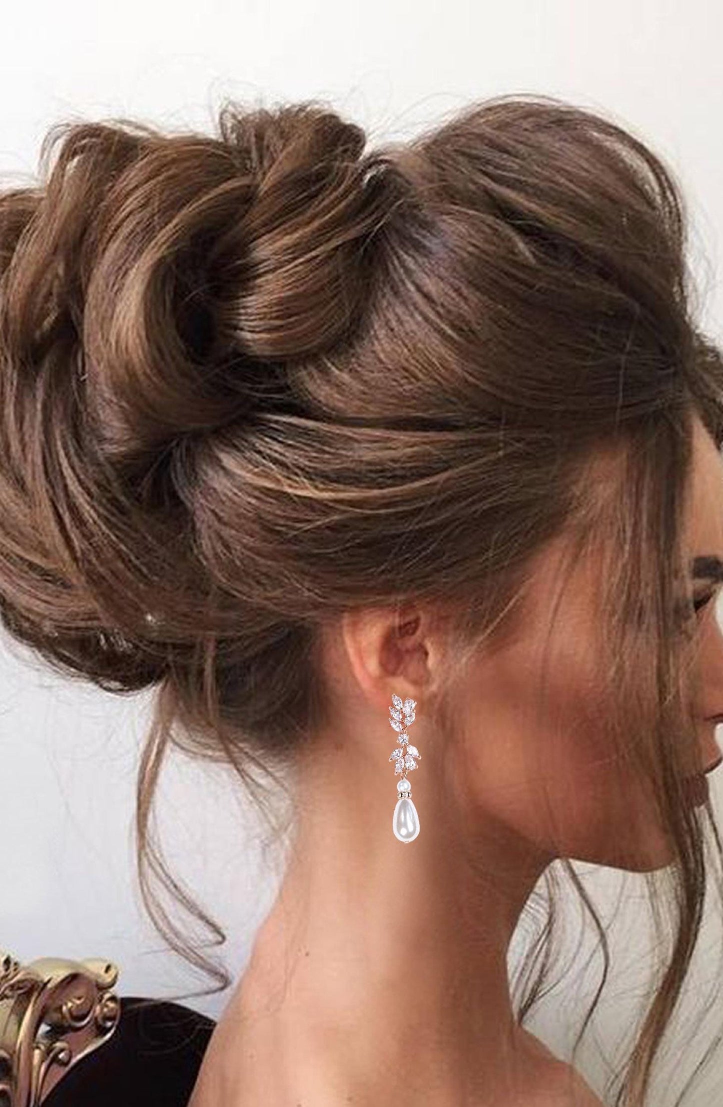 Pearl Bridal Necklace set Pearl Wedding Jewelry Rose Gold Pearl Necklace Pearl Bridal Necklace set Pearl Bridesmaid Jewelry Set