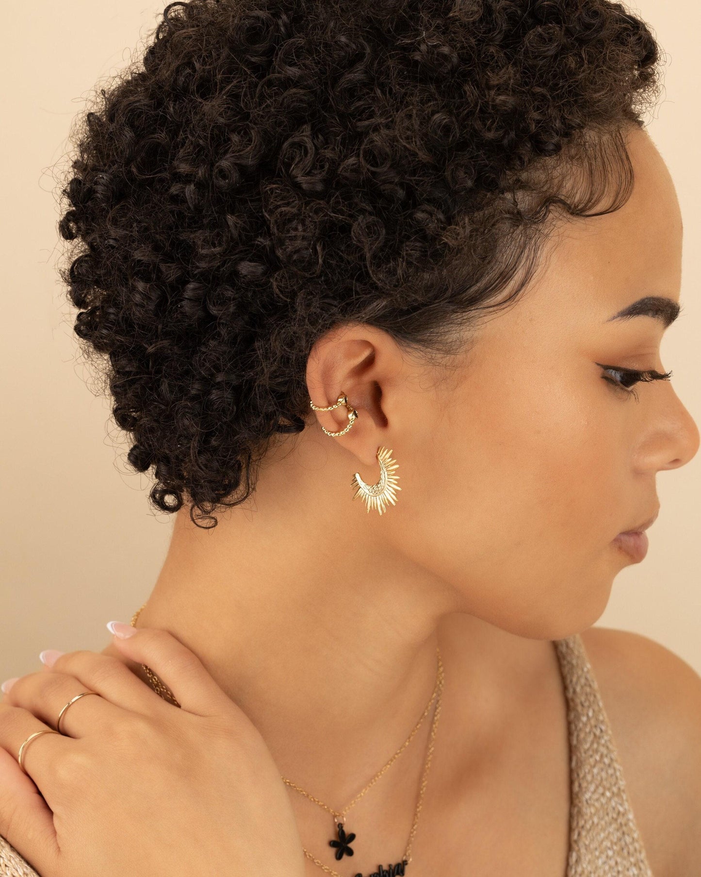 GOLD SUN EARRINGS • delicate dangle earrings • sol starburst • silver gold hoops • anniversary birthday gift • nickel free jewelry • EAHL1AU