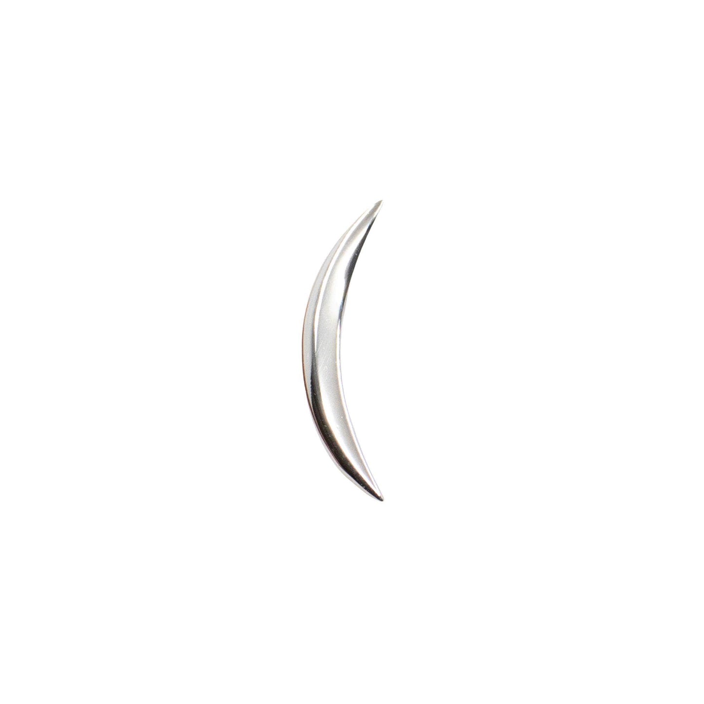 14k High Polished Curved Earring White Gold (Threadless Earring, FlatBack Earring, Threadless Stud, Solid Gold Earring, Curved Earring)