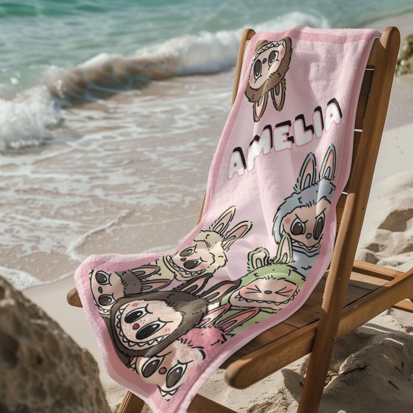 Personalized Towel, Cartoon Characters, Custom Name Towel, Birthday Gift for Kids, Pool Towel, Bath Towel, Personalized Gifts