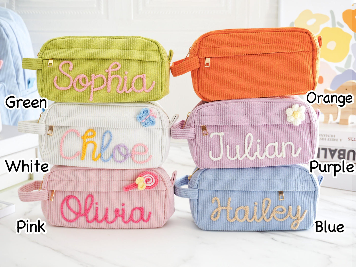 Personalized Pencil Case, Back To School Gift, Custom Name Corduroy Pencil Case For Kids, Girls Pencil Pouch, Girls /Boys Birthday Gift